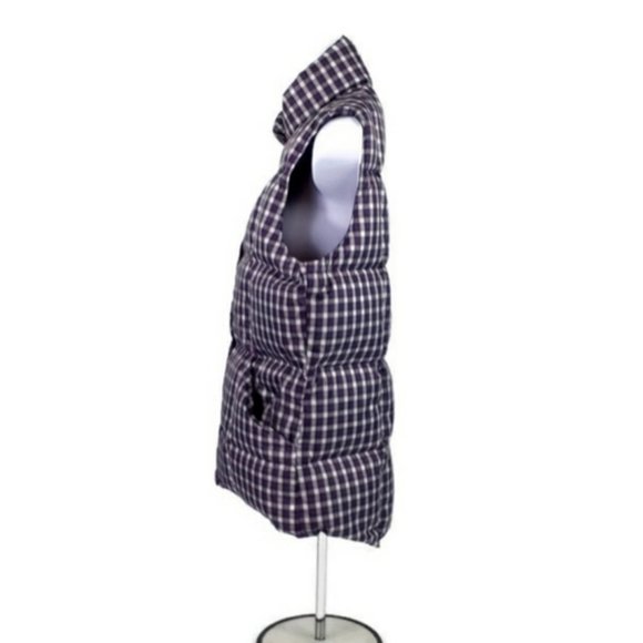 Lands' End Purple Plaid Snap Front Down Fill Puffer Vest Womens Medium 10-12 EUC - Picture 5 of 10
